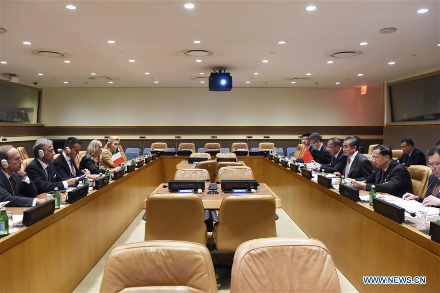 UN-CHINA-WANG YI-ITALY-FM-MEETING
