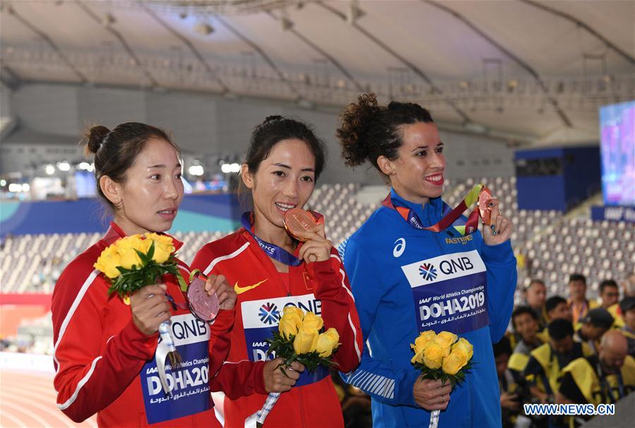 (SP)QATAR-DOHA-IAAF WORLD ATHLETICS CHAMPIONSHIPS-WOMEN'S 50KM RACE WALK-AWARDING CEREMONY