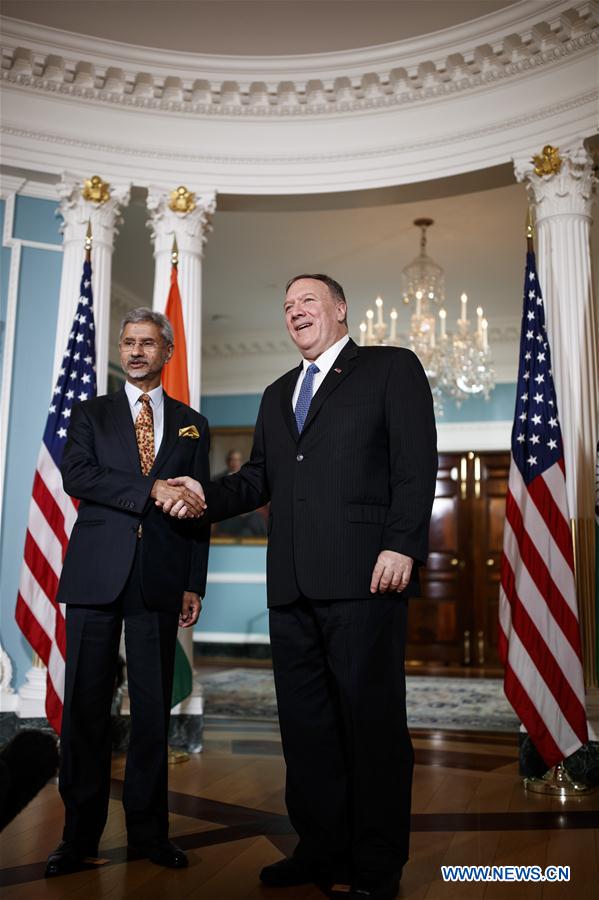 U.S.-WASHINGTON D.C.-POMPEO-INDIA-MINISTER OF EXTERNAL AFFAIRS-MEETING
