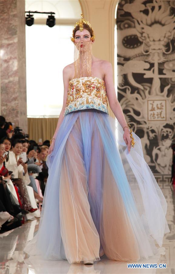 Creations of HEAVEN GAIA presented during Paris Fashion Week - Xinhua