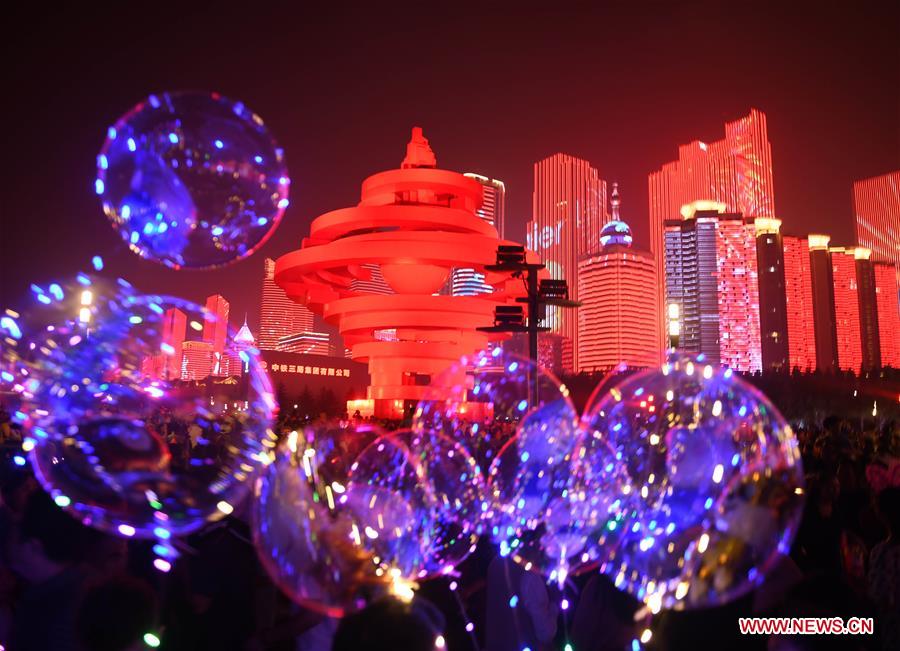 CHINA-QINGDAO-NATIONAL DAY-LIGHT SHOW (CN)