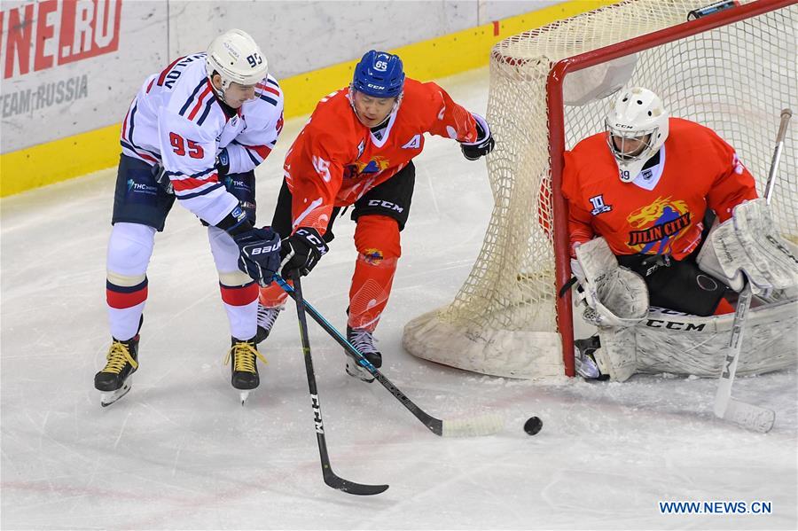 (SP)CHINA-JILIN-ICE HOCKEY-SILK ROAD SUPREME HOCKEY LEAGUE-TSEN TOU VS GORKY