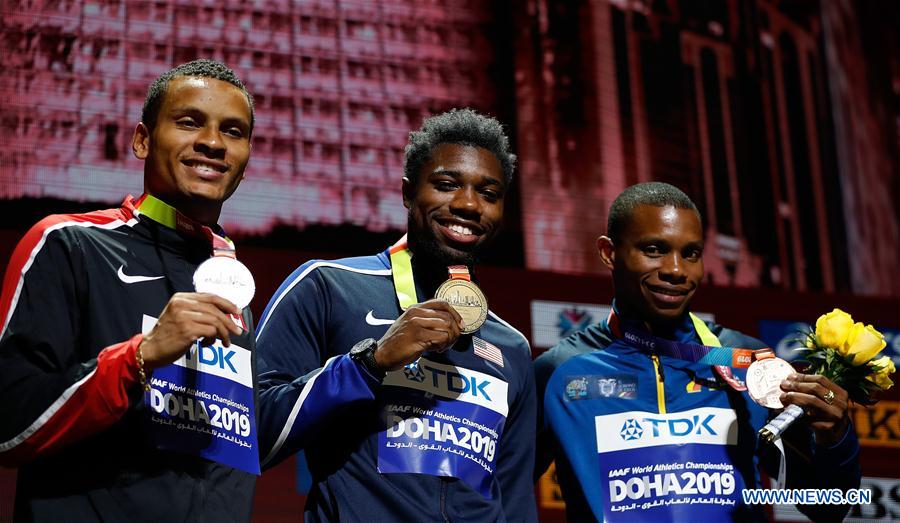 (SP)QATAR-DOHA-IAAF WORLD ATHLETICS CHAMPIONSHIPS-MEN'S 200M MEDAL CEREMONY 