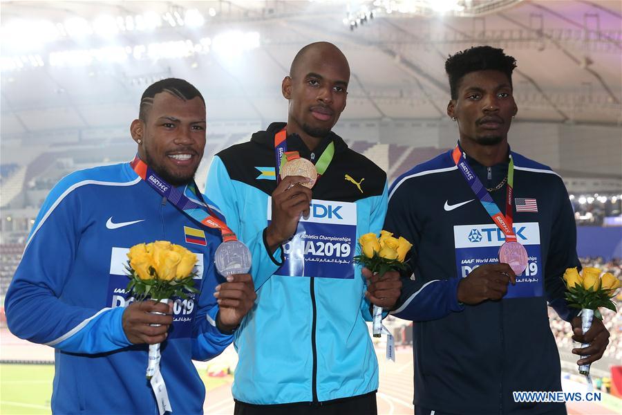(SP)QATAR-DOHA-ATHLETICS-IAAF WORLD CHAMPIONSHIPS-MEN'S 400M-MEDAL CEREMONY