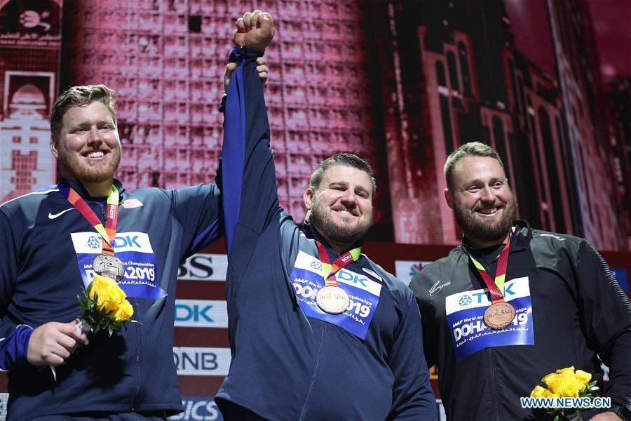 (SP)QATAR-DOHA-ATHLETICS-IAAF WORLD CHAMPIONSHIPS-SHOT PUT MEDAL CEREMONY