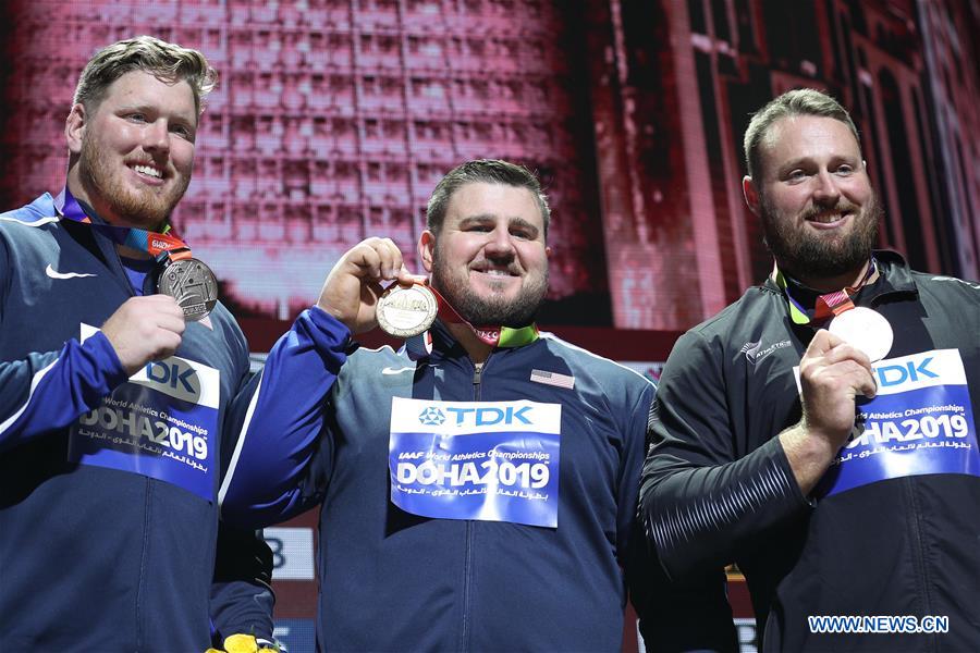 (SP)QATAR-DOHA-ATHLETICS-IAAF WORLD CHAMPIONSHIPS-SHOT PUT MEDAL CEREMONY