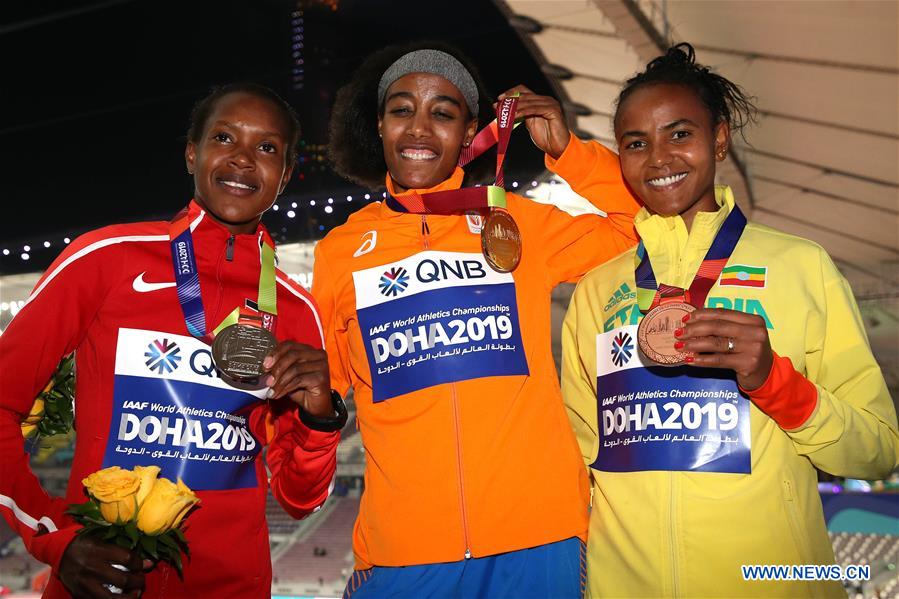 (SP)QATAR-DOHA-ATHLETICS-IAAF WORLD CHAMPIONSHIPS-WOMEN'S 1500M MEDAL CEREMONY