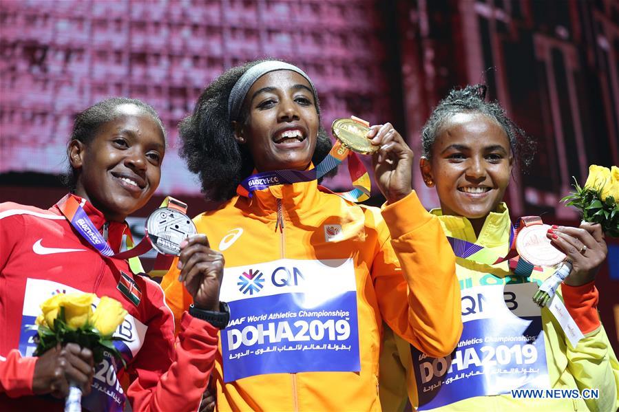 (SP)QATAR-DOHA-ATHLETICS-IAAF WORLD CHAMPIONSHIPS-WOMEN'S 1500M MEDAL CEREMONY