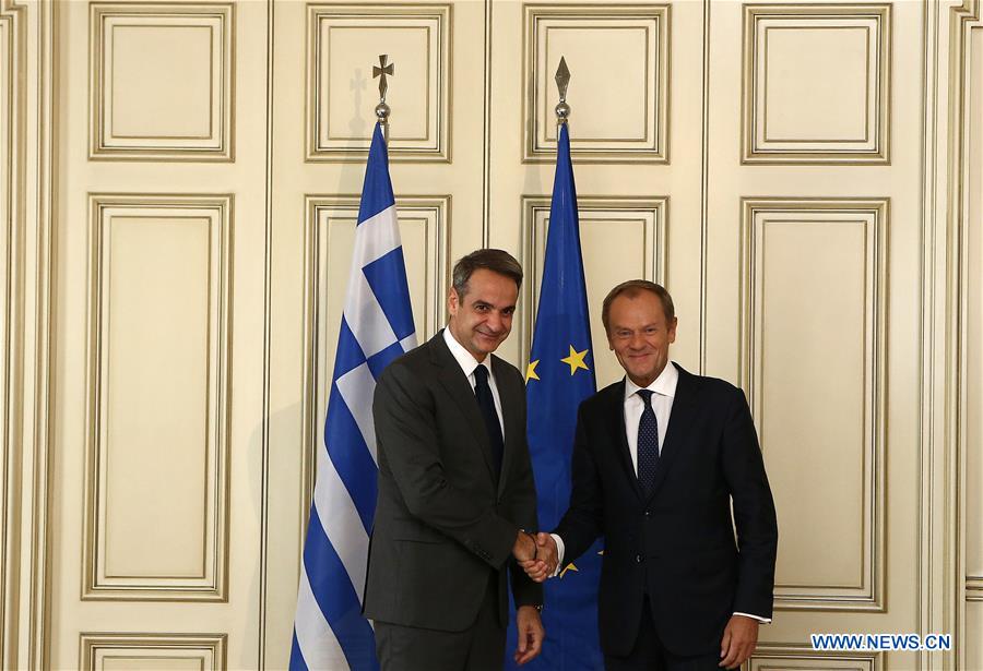GREECE-ATHENS-PM-MITSOTAKIS-EU-TUSK-MEETING