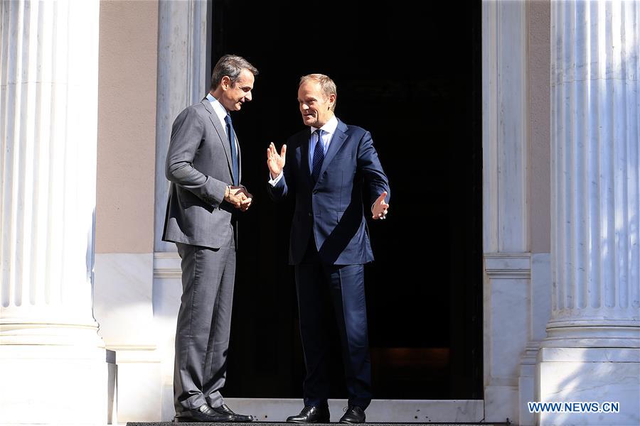 GREECE-ATHENS-PM-MITSOTAKIS-EU-TUSK-MEETING