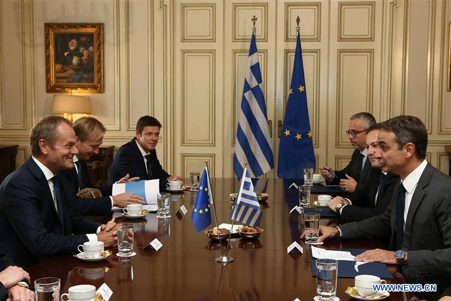 GREECE-ATHENS-PM-MITSOTAKIS-EU-TUSK-MEETING