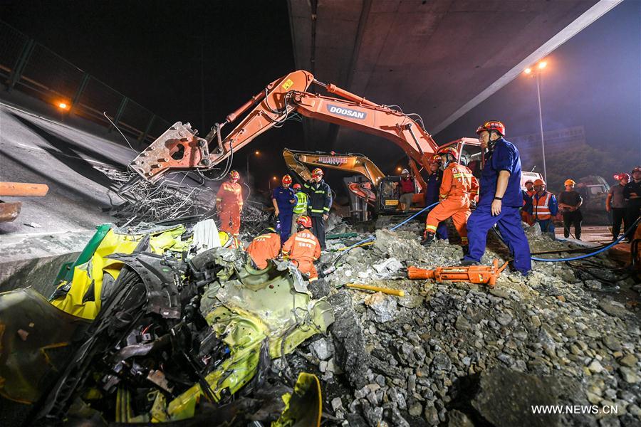 (SPOT NEWS)CHINA-JIANGSU-WUXI-OVERPASS-COLLAPSE(CN)