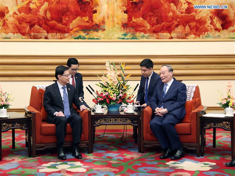 CHINA-BEIJING-WANG QISHAN-SINGAPORE-DEPUTY PM-MEETING (CN)