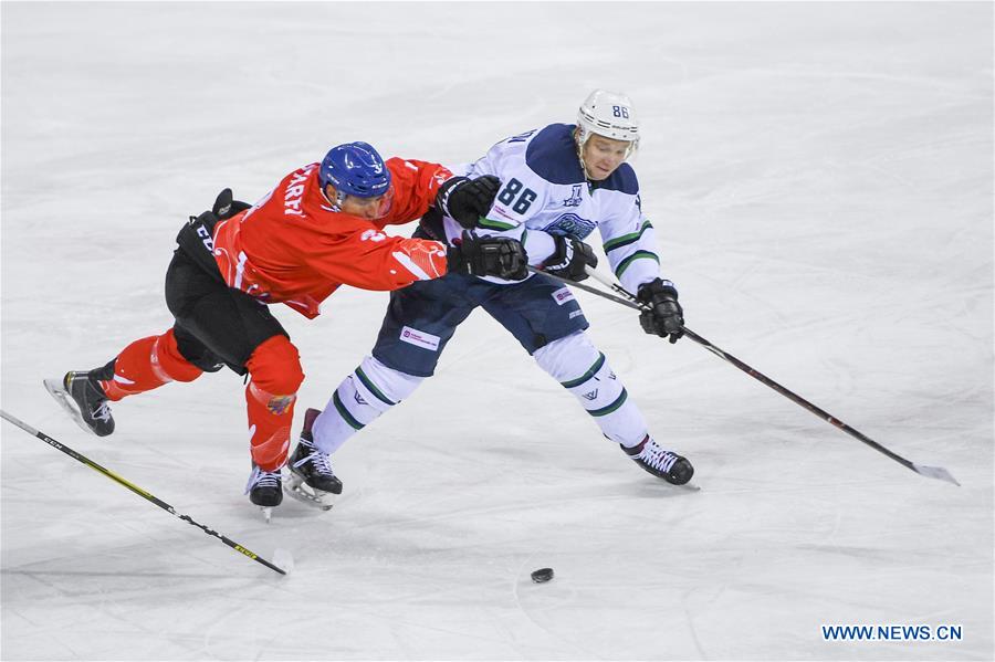 (SP)CHINA-JILIN-ICE HOCKEY-SILK ROAD SUPREME HOCKEY LEAGUE-TSEN TOU VS UGRA (CN)
