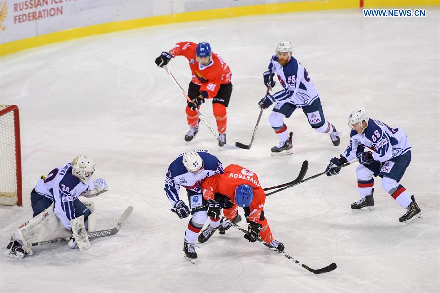 (SP)CHINA-JILIN-ICE HOCKEY-SILK ROAD SUPREME HOCKEY LEAGUE-TSEN TOU VS SOKOL(CN)