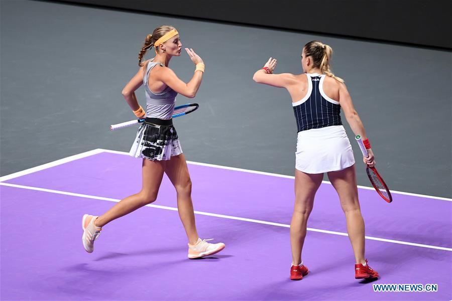 In pics women's doubles round robin match at Shenzhen WTA finals