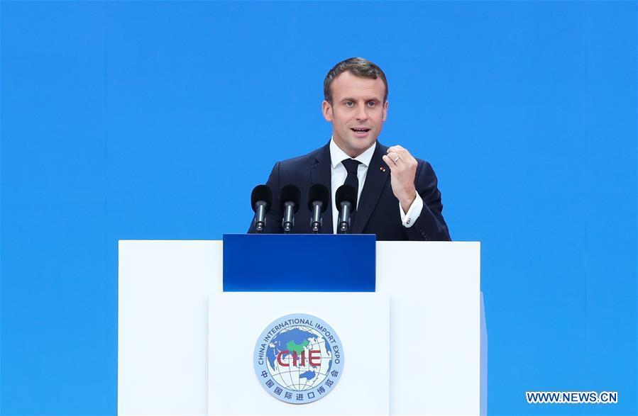 (CIIE)CHINA-SHANGHAI-CIIE-OPENING CEREMONY-FRENCH PRESIDENT (CN)