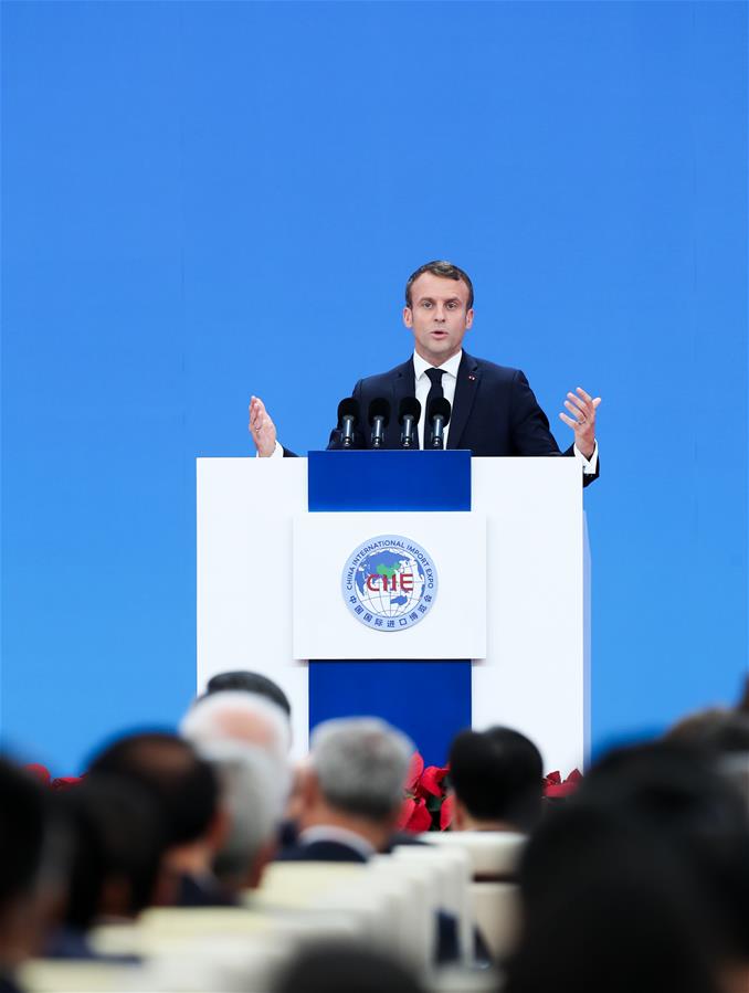 (CIIE)CHINA-SHANGHAI-CIIE-OPENING CEREMONY-FRENCH PRESIDENT (CN)
