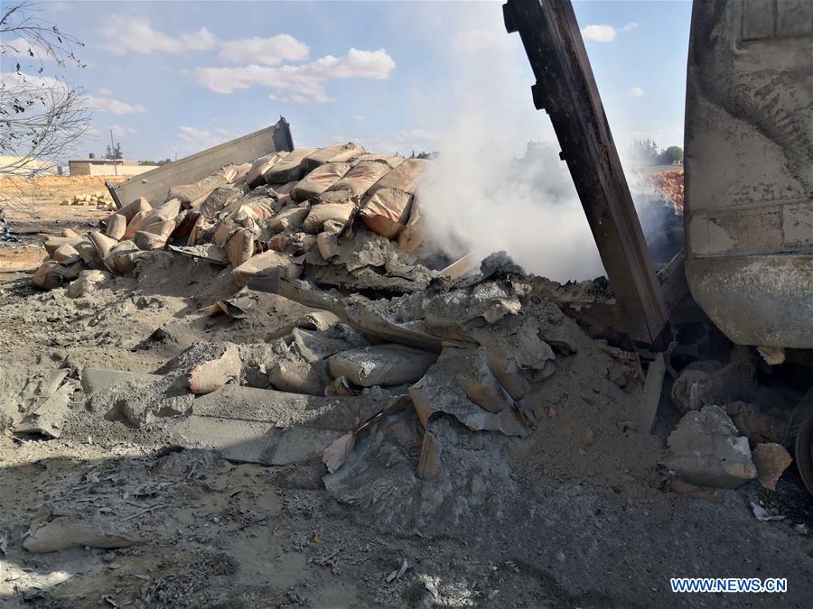 (SPOT NEWS)LIBYA-TRIPOLI-AIRSTRIKE-FACTORY