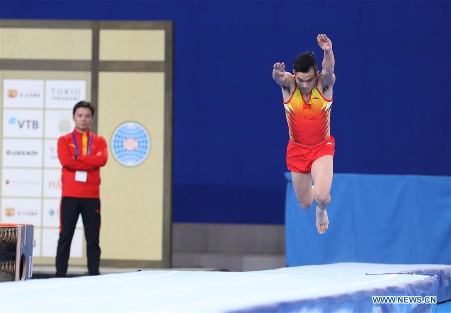 (SP)JAPAN-TOKYO-TRAMPOLINE-WORLD CHAMPIONSHIPS-MEN'S TUMBLING TEAM FINAL