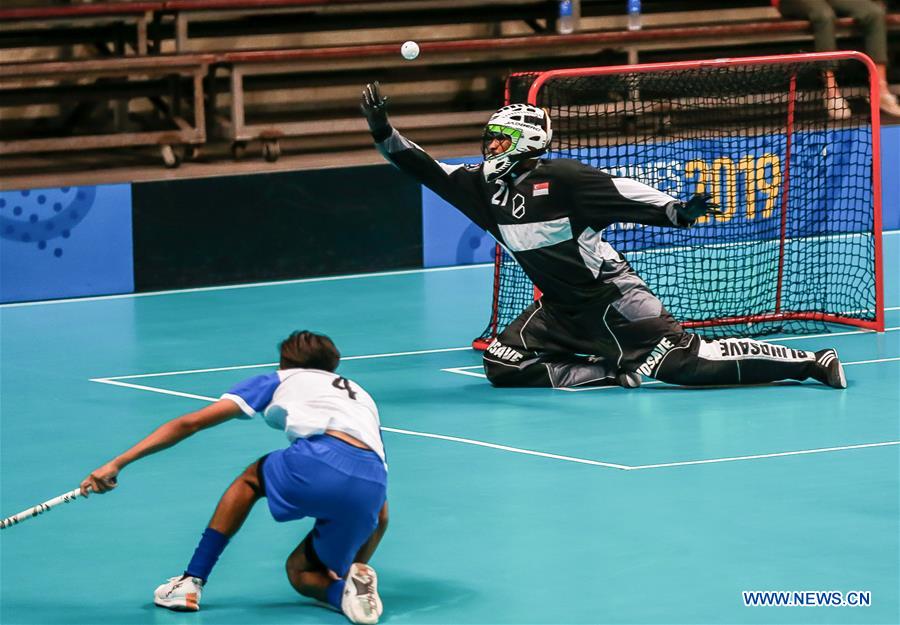 Men's floorball preliminary round match at SEA Games 2019 Xinhua