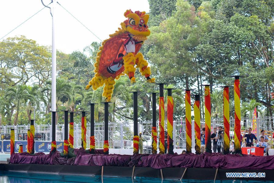 MALAYSIA-KUALA LUMPUR-WATER STILT LION DANCE