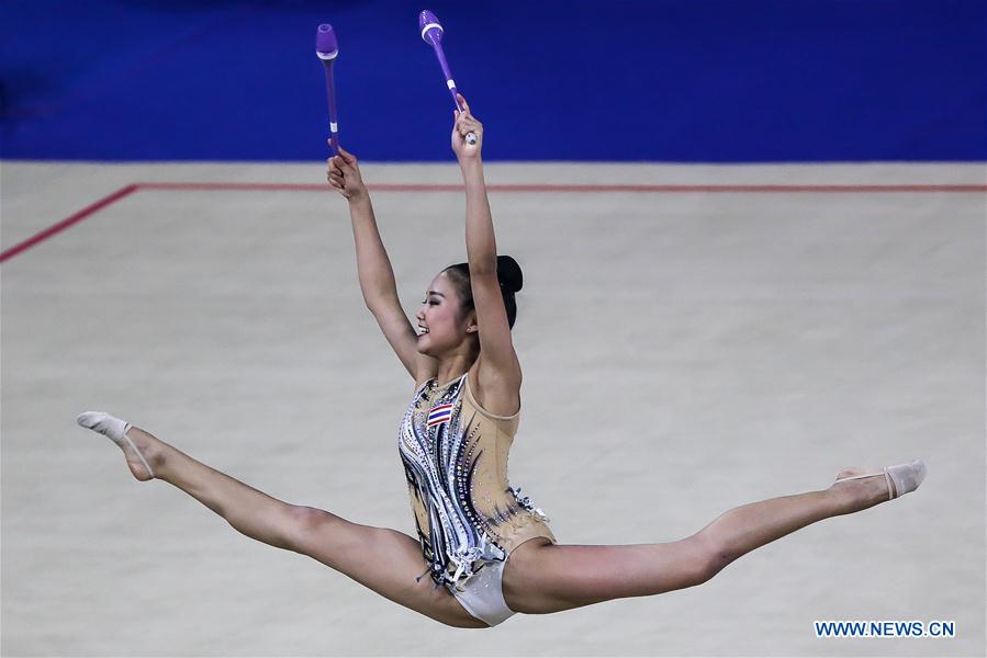 In pics: women's rhythmic gymnastics clubs finals at SEA Games - Xinhua