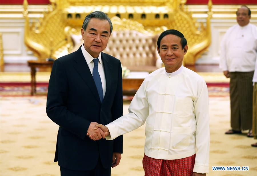 MYANMAR-NAY PYI TAW-PRESIDENT-WANG YI-MEETING