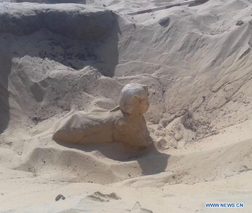 EGYPT-MINYA-ROYAL SPHINX STATUE