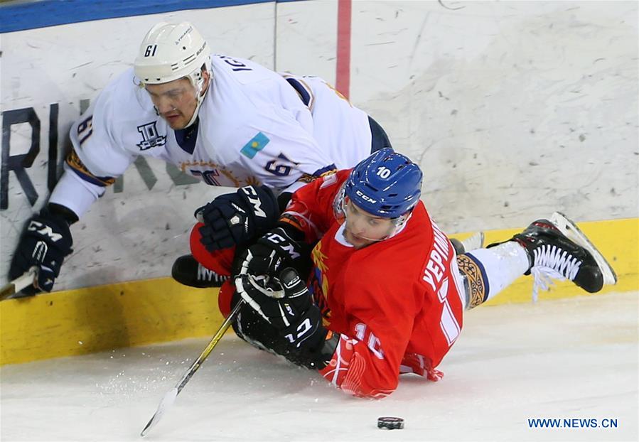 (SP)CHINA-JILIN CITY-ICE HOCKEY-SILK ROAD SUPREME HOCKEY LEAGUE-TSEN TOU VS TORPEDO (CN)