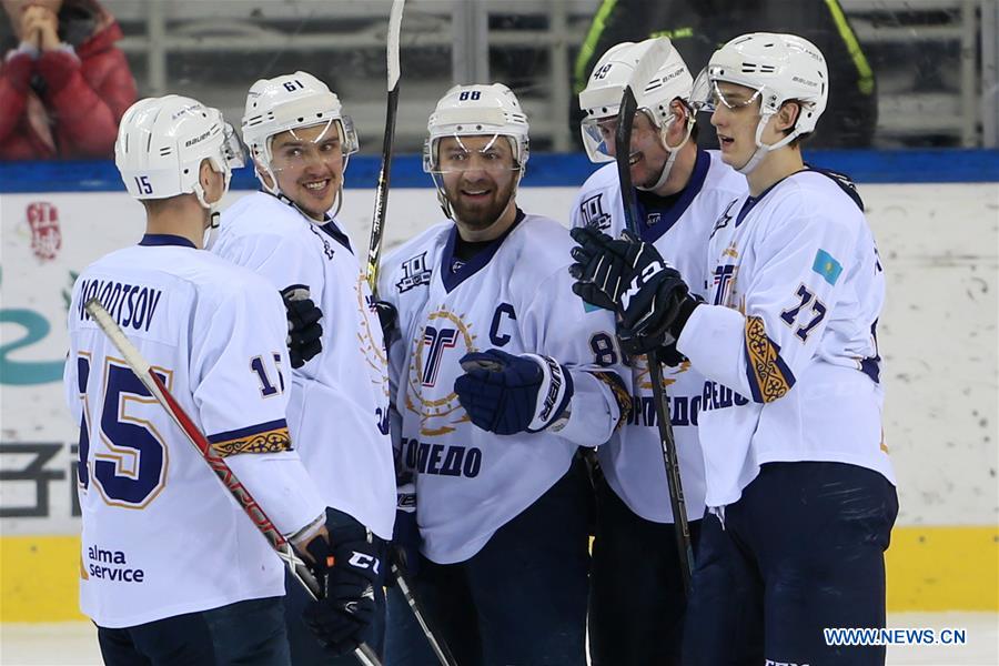 (SP)CHINA-JILIN CITY-ICE HOCKEY-SILK ROAD SUPREME HOCKEY LEAGUE-TSEN TOU VS TORPEDO (CN)