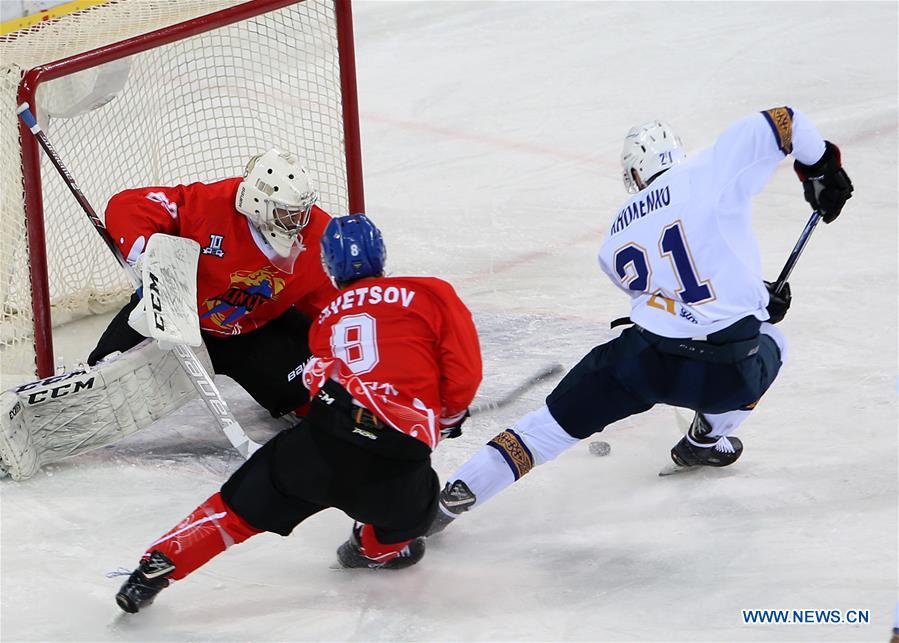 (SP)CHINA-JILIN CITY-ICE HOCKEY-SILK ROAD SUPREME HOCKEY LEAGUE-TSEN TOU VS TORPEDO (CN)