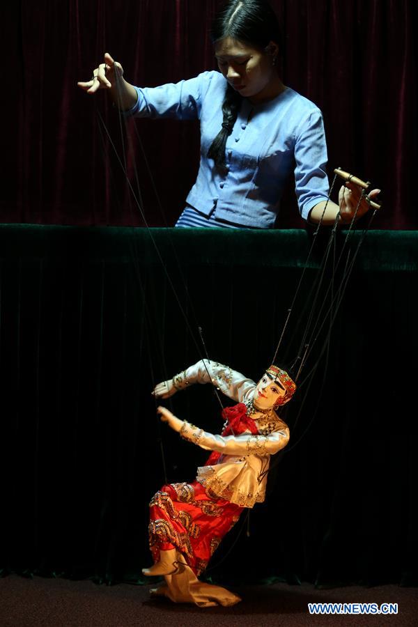 MYANMAR-YANGON-FEMALE PUPPETEER