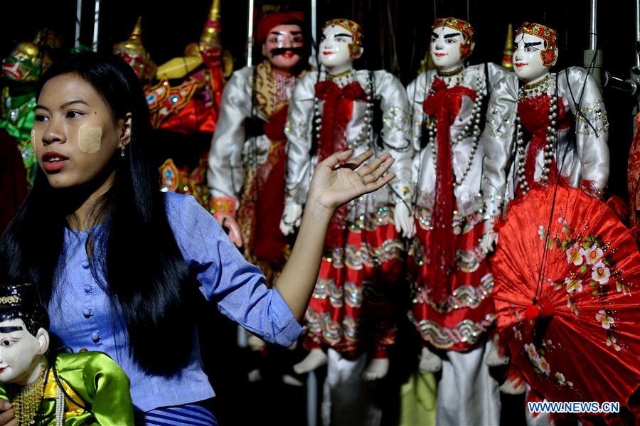 MYANMAR-YANGON-FEMALE PUPPETEER
