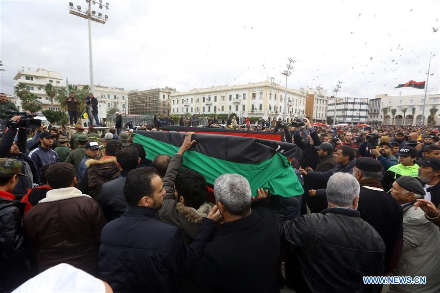 LIBYA-TRIPOLI-AIR STRIKE-MILITARY ACADEMY-MOURNING