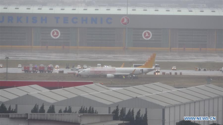 TURKEY-ISTANBUL-PLANE SKIDDING OFF RUNWAY