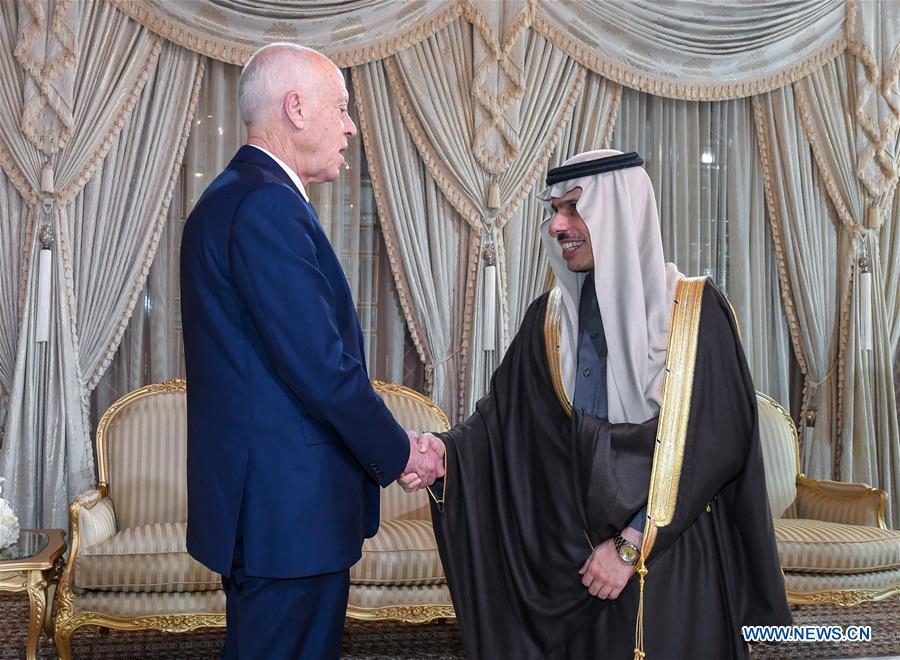 TUNISIA-TUNIS-PRESIDENT-SAUDI ARABIA-FM-MEETING