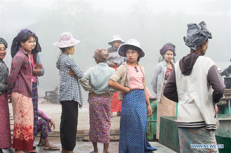 MYANMAR-KYAUKPYU-PIER-FEMALE WORKER