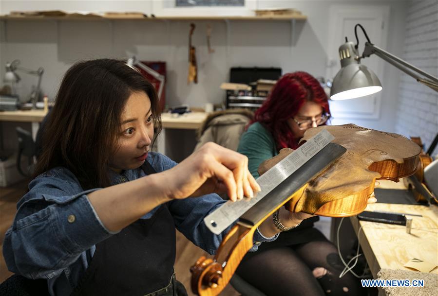 Students make violins at Chicago School of Violin Making in Skokie, U.S