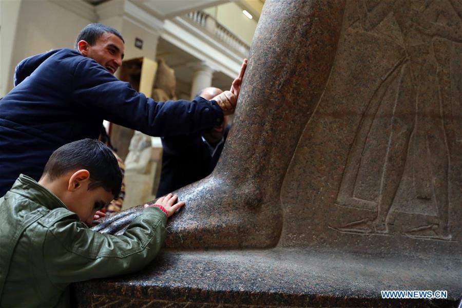 EGYPT-CAIRO-EGYPTIAN MUSEUM-VISUALLY IMPAIRED CHILDREN