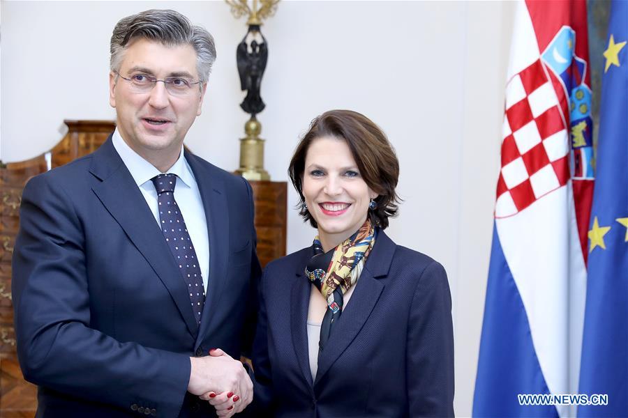 CROATIA-ZAGREB-PM-AUSTRIA-KAROLINE EDTSTADLER-MEETING