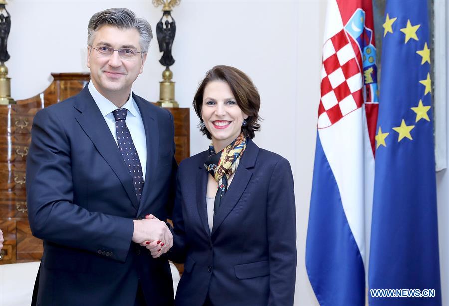 CROATIA-ZAGREB-PM-AUSTRIA-KAROLINE EDTSTADLER-MEETING