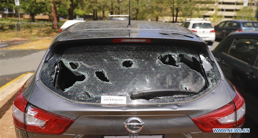 AUSTRALIA-CANBERRA-HAILSTONES-DAMAGE