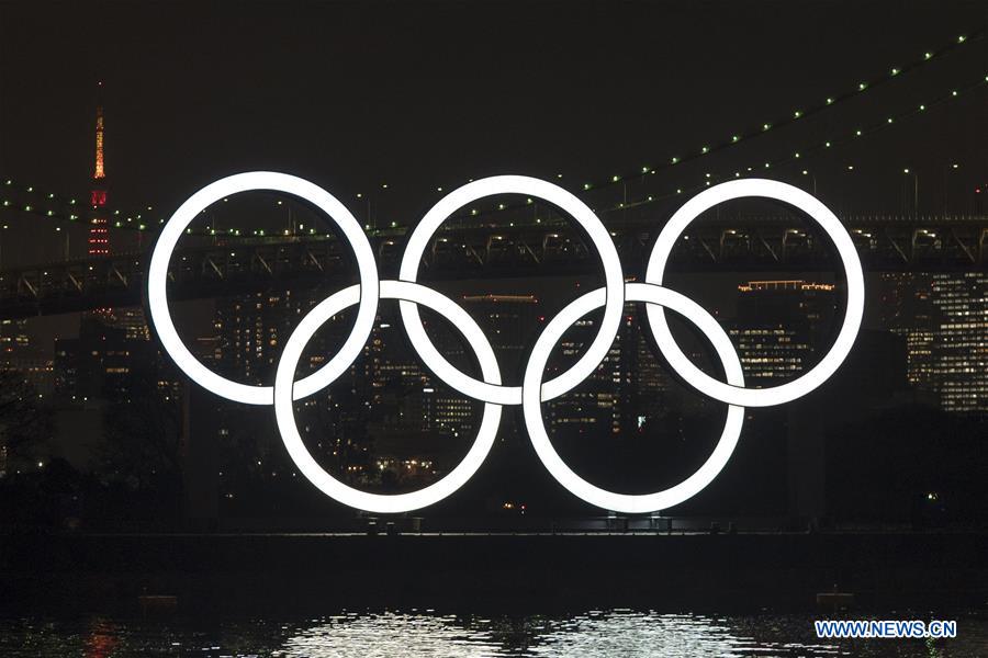 (SP)JAPAN-TOKYO-OLYMPICS-FIREWORK-HALF YEAR-LIGHT UP