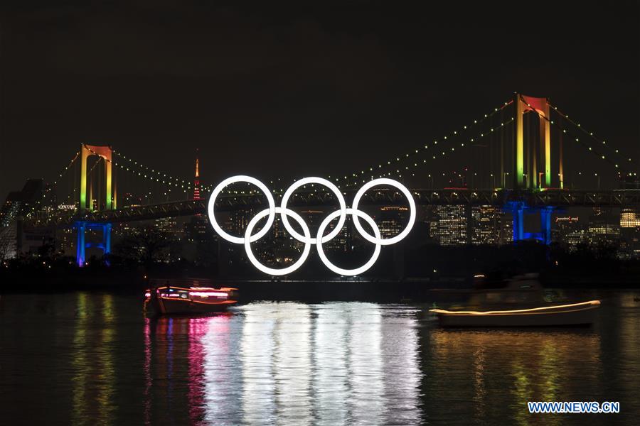 (SP)JAPAN-TOKYO-OLYMPICS-FIREWORK-HALF YEAR-LIGHT UP