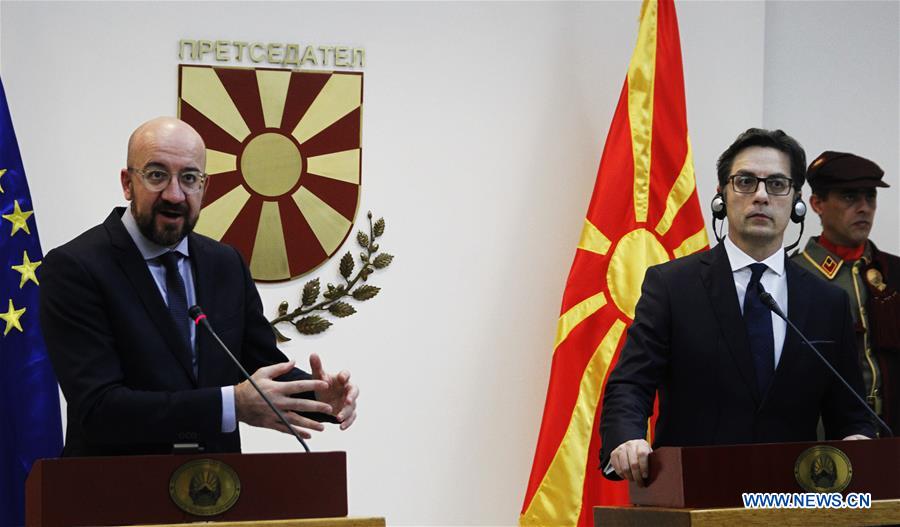 NORTH MACEDONIA-SKOPJE-PRESIDENT-EUROPEAN COUNCIL-PRESS CONFERENCE