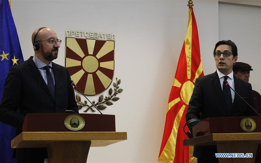 NORTH MACEDONIA-SKOPJE-PRESIDENT-EUROPEAN COUNCIL-PRESS CONFERENCE