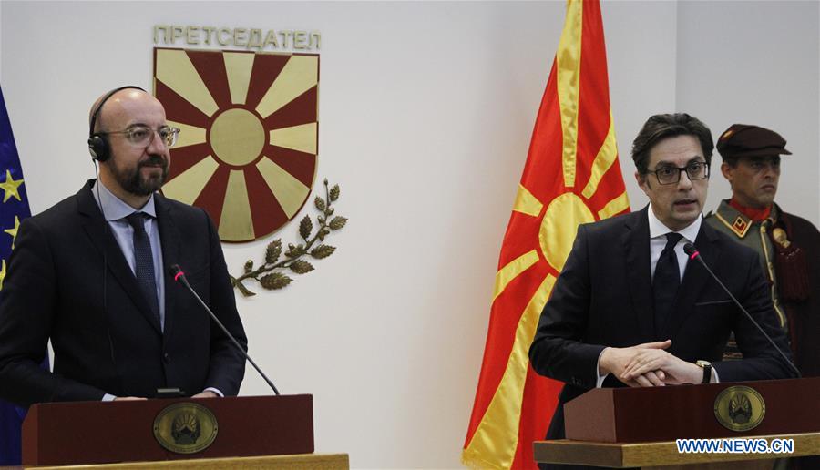 NORTH MACEDONIA-SKOPJE-PRESIDENT-EUROPEAN COUNCIL-PRESS CONFERENCE