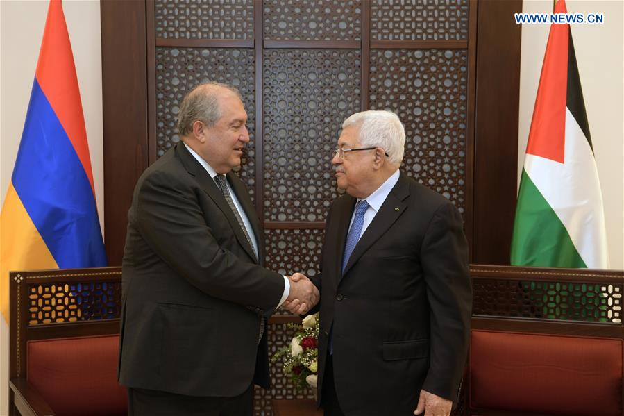 MIDEAST-BETHLEHEM-PALESTINIAN PRESIDENT-ARMENIAN PRESIDENT-MEETING