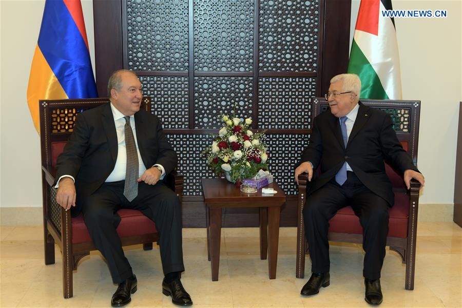 MIDEAST-BETHLEHEM-PALESTINIAN PRESIDENT-ARMENIAN PRESIDENT-MEETING